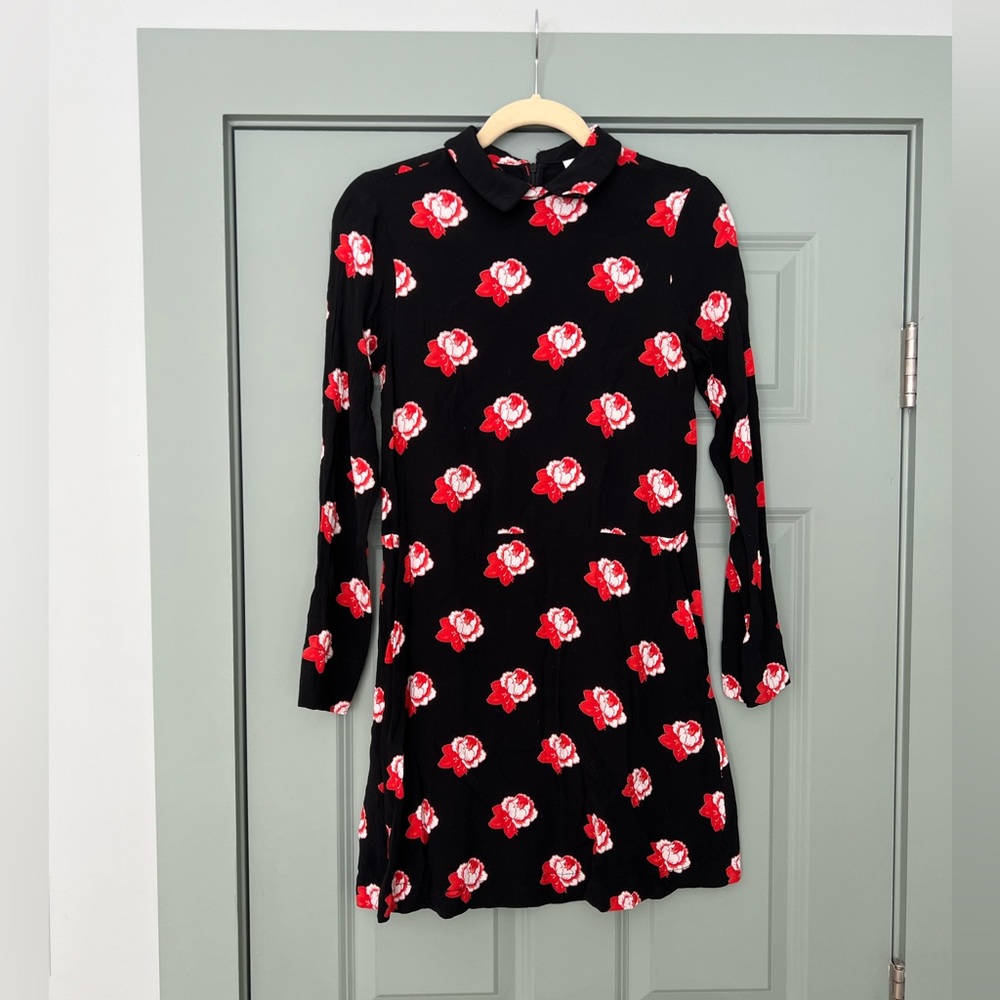 Ganni Floral-print crepe de chine mini shirt dress